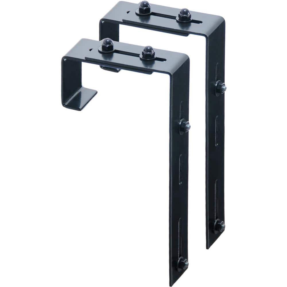 Black Powder-Coated Steel Adjustable Deck Rail Bracket Set