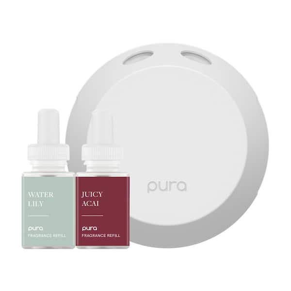 Pura Smart Home Fragrance Diffuser Set - Includes Juicy Acai and Water Lily Scent Refills