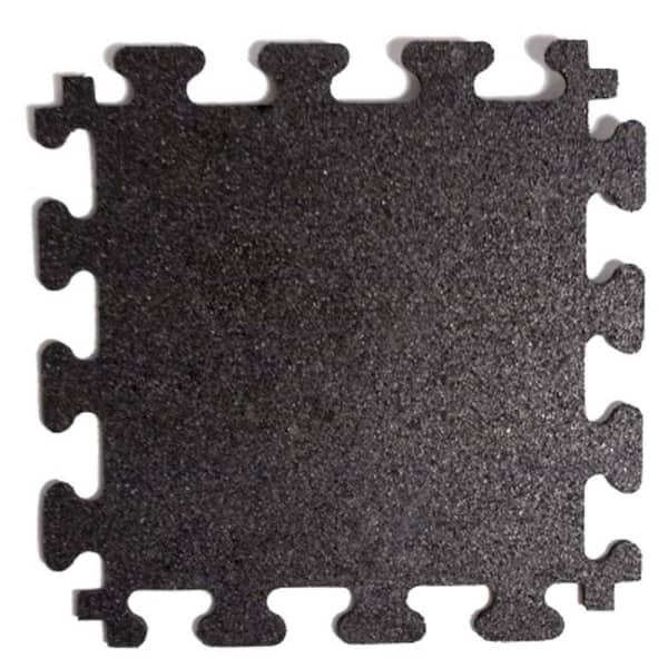 FANMATS Titan Tile Black 18 in. x 18 in. Rubber Tile Flooring (6-Pack)
