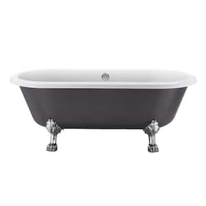 Moray 66 in. x 30 in. Acrylic Flatbottom Freestanding Soaking Non-Whirlpool Bathtub in Glossy Grey