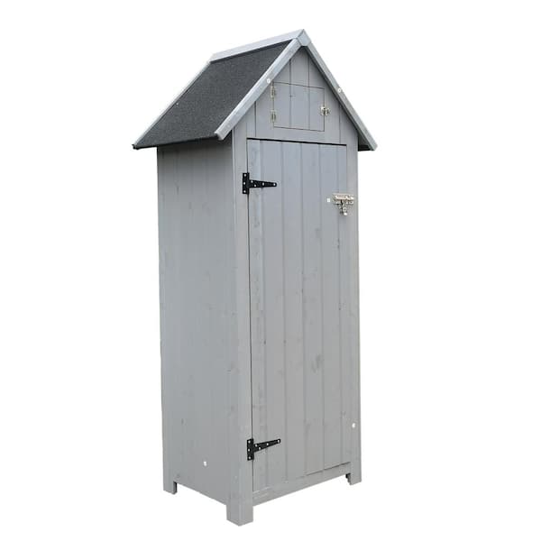 Boosicavelly 3 ft. W x 2 ft. D Gray Wood Shed with Lockable Door and 3-Shelves (6 sq. ft.)
