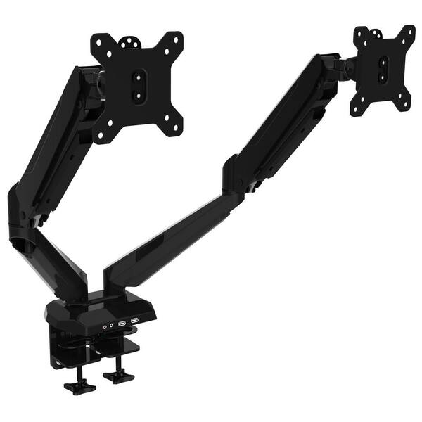 MegaMounts 25 in. - 27 in. Double Arm Monitor Desk Mount in Black