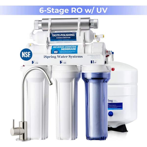 NSF-Certified 6-Stage Under Sink Reverse Osmosis Water Filter System w/ UV, Reduces PFAS, Fluoride, Chromium, Lead, TDS