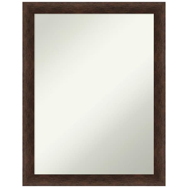 Amanti Art Warm Walnut Narrow 21 in. x 27 in. Non-Beveled Casual Rectangle Wood Framed Bathroom Wall Mirror in Brown