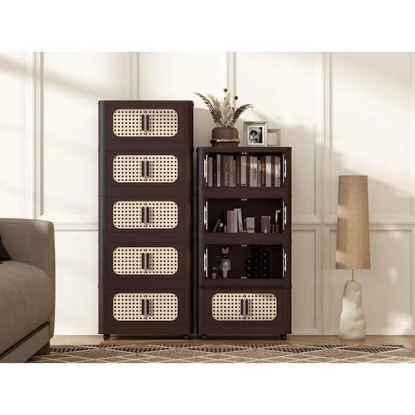 40 in. H x 20 in. W Brown Plastic Folding Storage Cabinet with