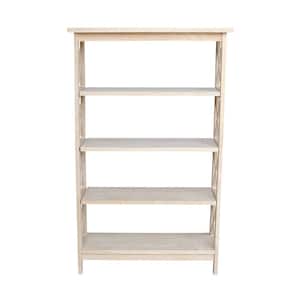 48 in. Tall Unfinished Solid Wood 4-shelf Etagere Bookcase