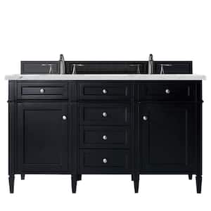 Brittany 60.0 in. W x 23.5 in. D x 34 in. H Bathroom Vanity in Black Onyx with Ethereal Noctis Quartz Top