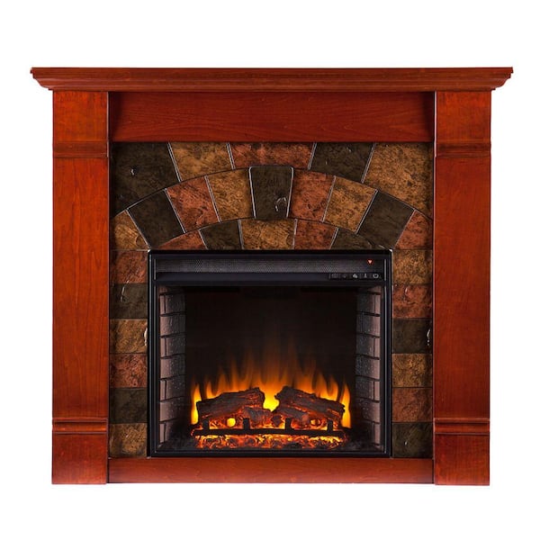 Southern Enterprises Roberto 45.5 in. Freestanding Electric Fireplace in Mahogany