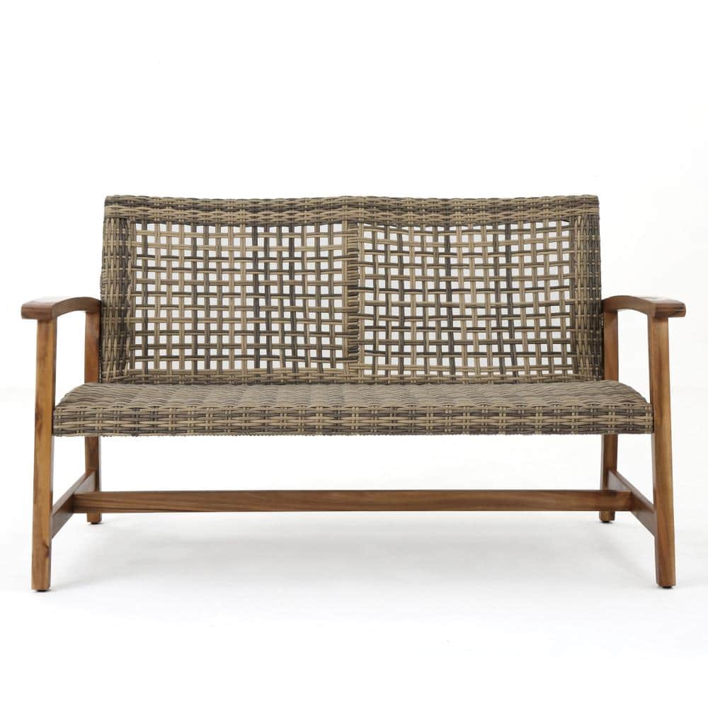 Outdoor Acacia Wood Loveseat with Wicker Seat, Patio Conversation Set for Backyard price history on PriceWatchPro