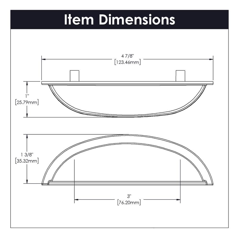 Stainless Steel Matte Cup Cabinet Pull with Mounting Hardware