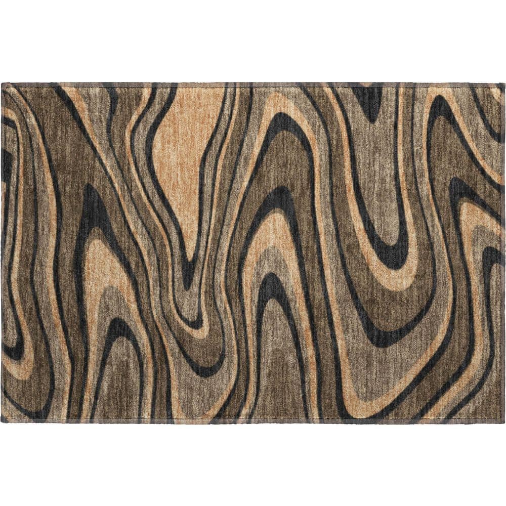 Mayfield Premium Machine Washable Abstract AMF2493 Chocolate 3 ft. x 4 ft. Area Rug price history on PriceWatchPro
