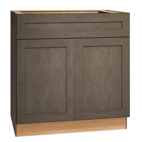 QuickShip Cottage 33 in. W x 24 in. D x 34.5 in. H in Assembled Plywood Shaker Sink Base Kitchen Cabinet in Fieldstone
