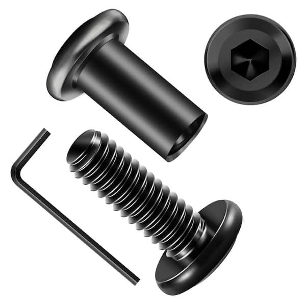 1/4 in.-20 x 3/4 in. Black Oxide Hex Button Head Socket Screw and Nut Set (20-Piece)