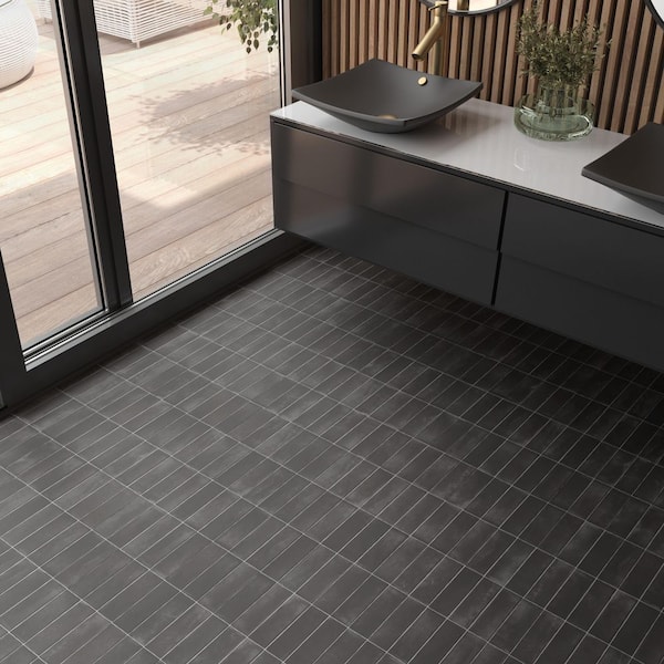 Coco Matte Black Hat 2 in. x 5-7/8 in. Porcelain Floor and Wall Tile (5.94 sq. ft./Case)