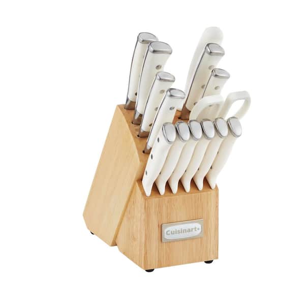 Cuisinart C77SS-15PK 15-Piece Stainless Steel Hollow Handle Block Set,  Glossy White