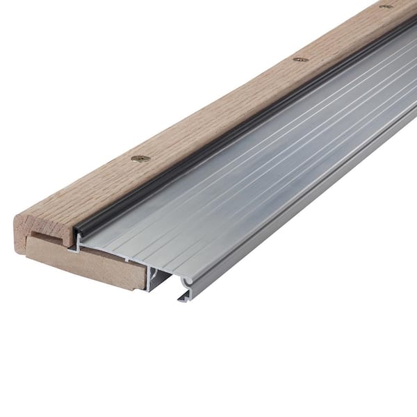 M-D Building Products 4-9/16 in. x 1-1/8 in. x 36 in. Silver Adjustable Aluminum & Hardwood Threshold