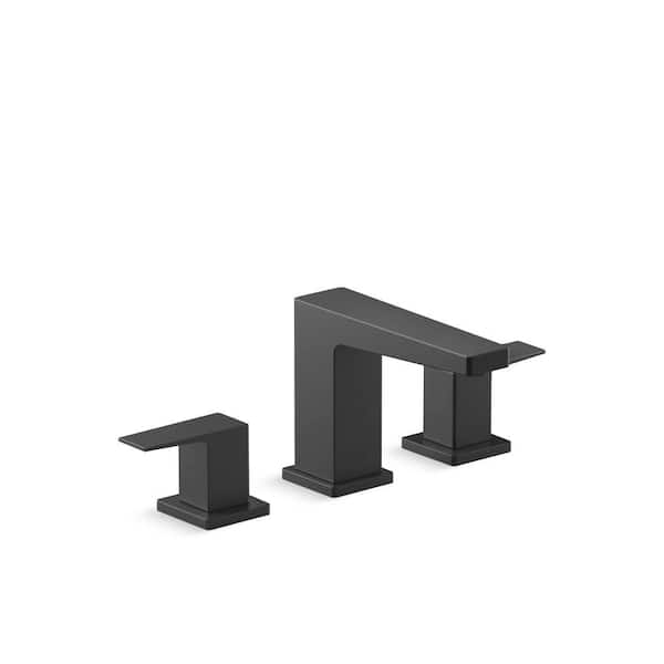Honesty 8 In. Widespread Double Handle Bathroom Faucet In Matte Black 1.2 Gpm