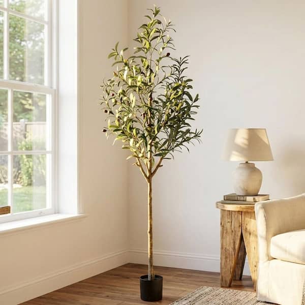 Faux 5.9 ft. Artificial Olive Tree in Pot for Indoor/Outdoor Decor