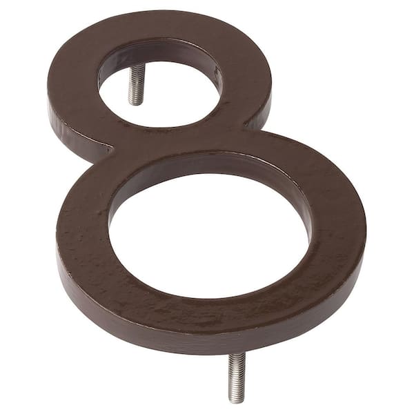 6" Antique Copper Aluminum floating or flat Modern House Numbers 0-9-8