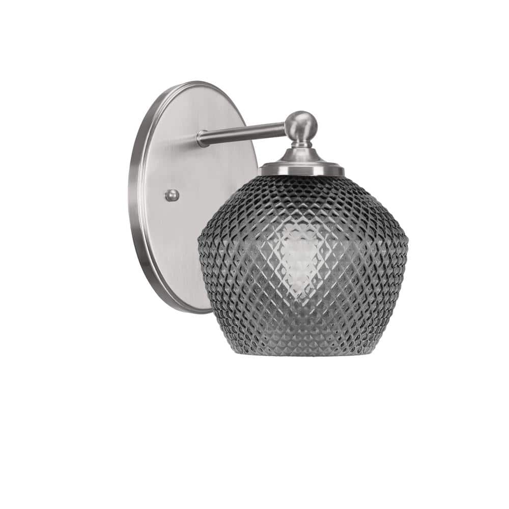 Royale 6 in. 1 Light Brushed Nickel Sconce with 6 in. Smoke Textured Glass 