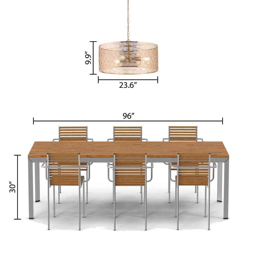Elegant Polished Gold 25.5" Drum Chandelier with Geometric Cutouts