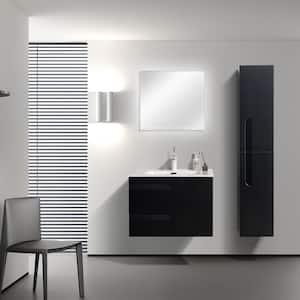 Joy 28 in. W x 18 in. D x 21 in. H Floating Bathroom Vanity in Black with White Porcelain Top with White Integrated Sink