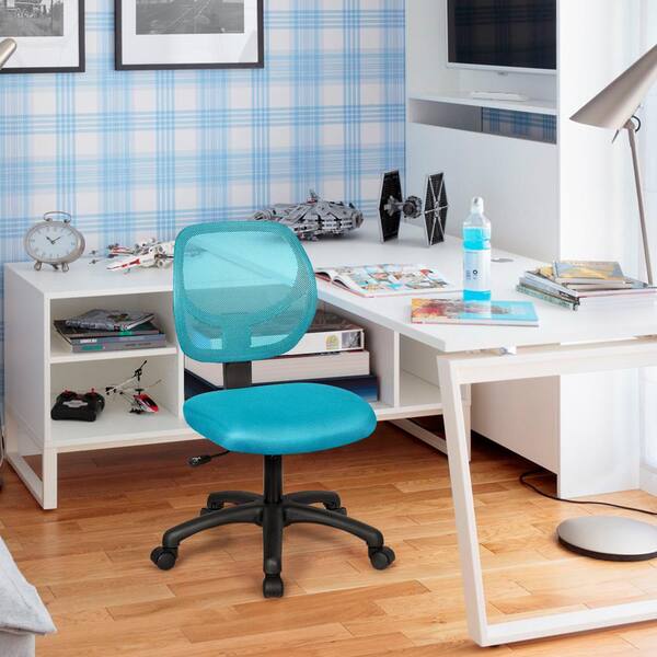 Mesh Low-Back Office Chair Ergonomic Computer Desk Chair Armless Adjustable Blue 