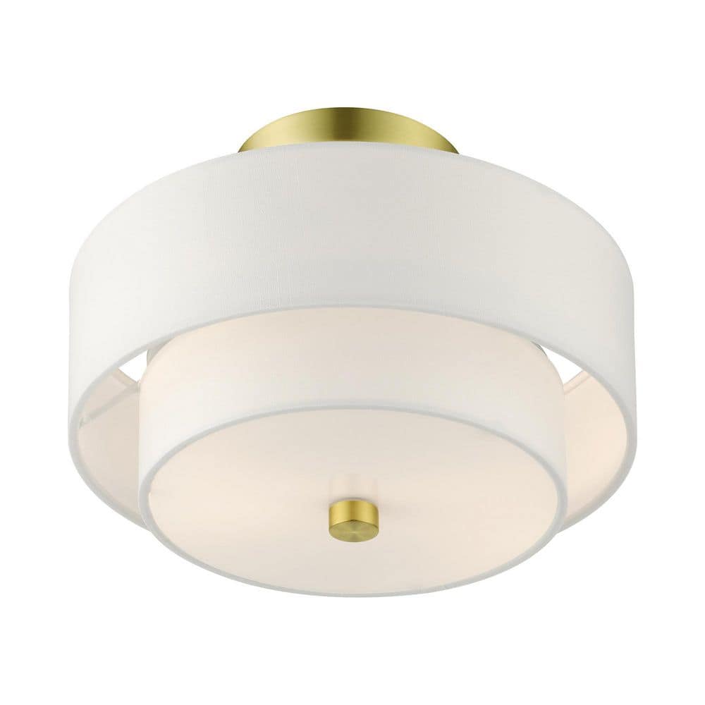 Satin Brass Glass Drum LED Indoor/Outdoor Light Fixture