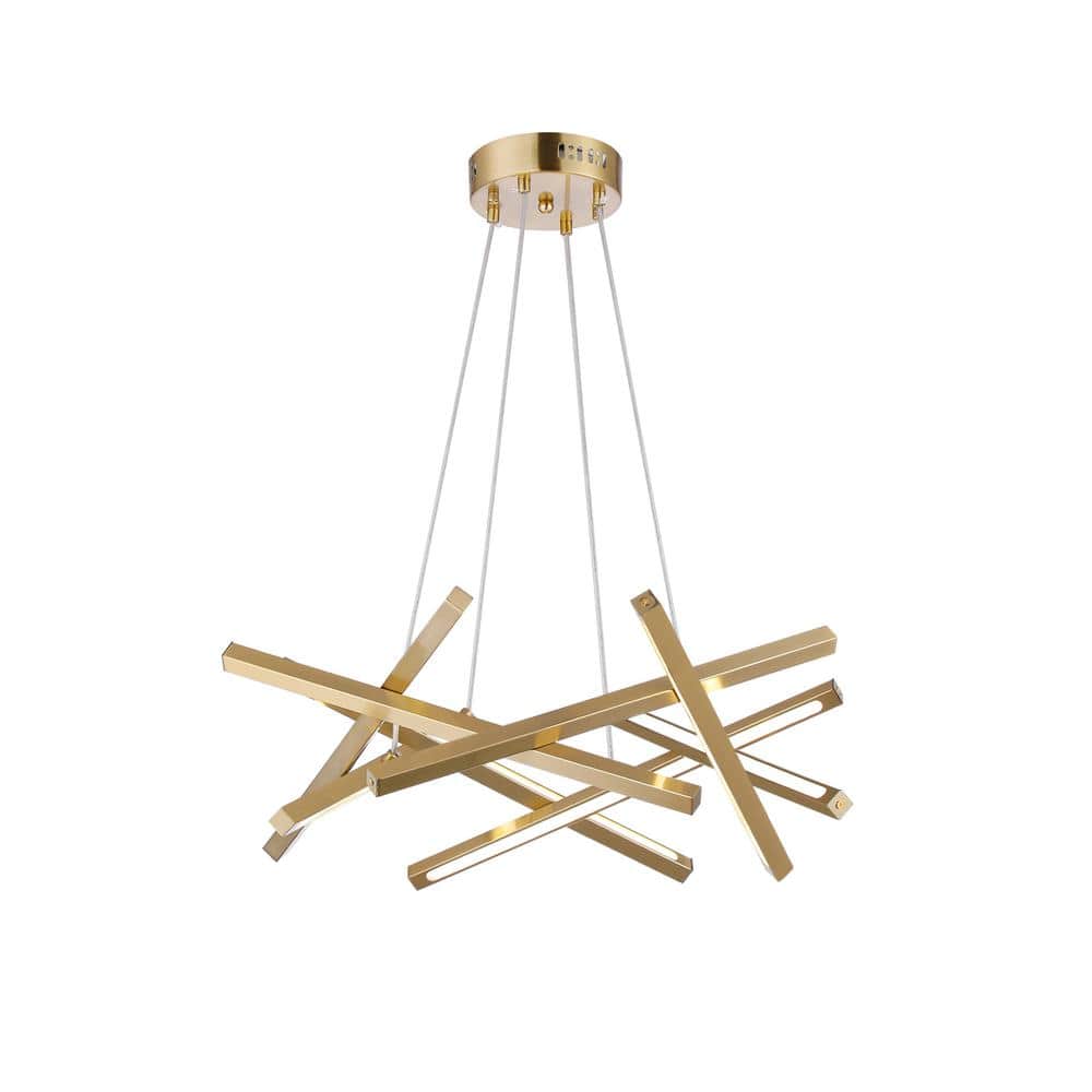 Meridiane 8-Light Integrated LED Gold Rod Chandelier for Dining Room