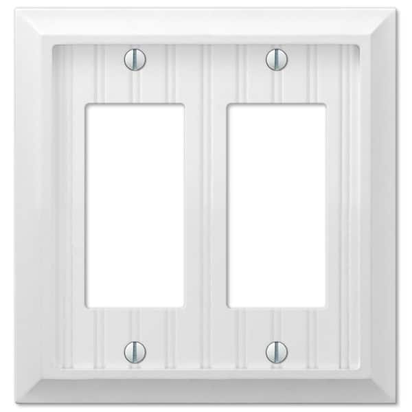 AMERELLE Cottage 2-Gang White Decorator/Rocker BMC Wood Wall Plate
