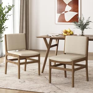 Juan Wheat and Walnut Fabric Upholstered Dining Chair (Set of 2)