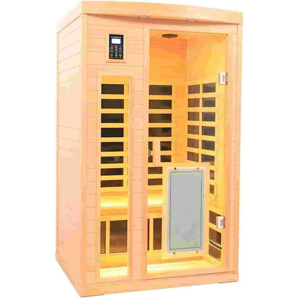 Moray 1-2 Person Indoor Hemlock infrared Sauna with 8 Far-infrared Carbon Crystal Heaters and Chromotherapy