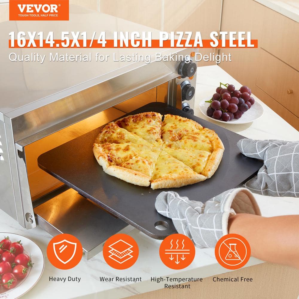 Pre-Seasoned Carbon Steel Pizza Baking Stone, 16 x 14.5 in
