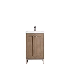 Chianti 20 in. Single Vanity in Whitewashed Walnut with Resin Vanity Top in White Glossy & Nickel with White Basin