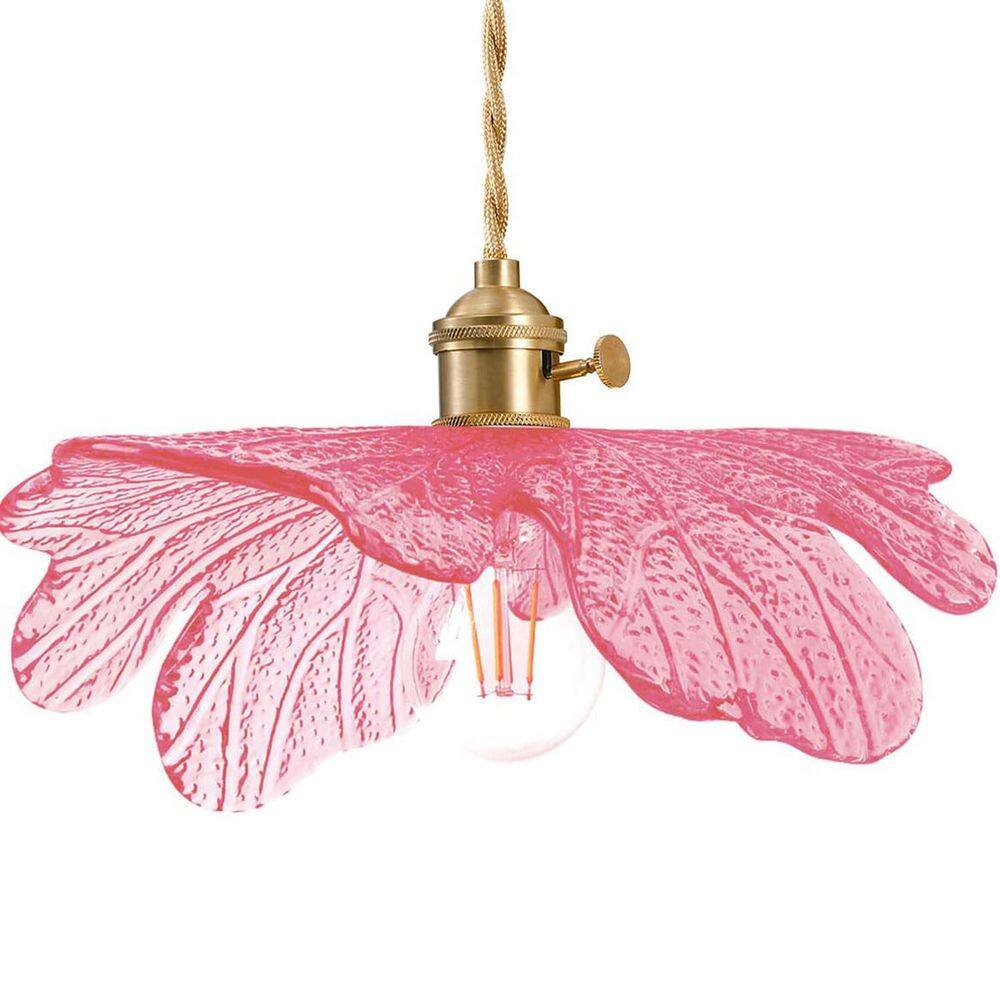 10 in. 60W 1-Light Pink Flower Style Mini Pendant Light with Glass Shade, Adjustable Height for Kitchen,Dining Room price history on PriceWatchPro