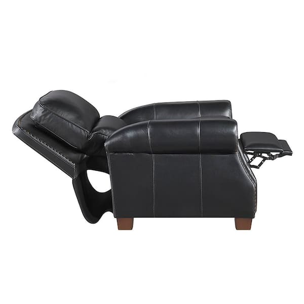 Lazzara Martina Black Leather Manual Push Back Recliner 8448BLK