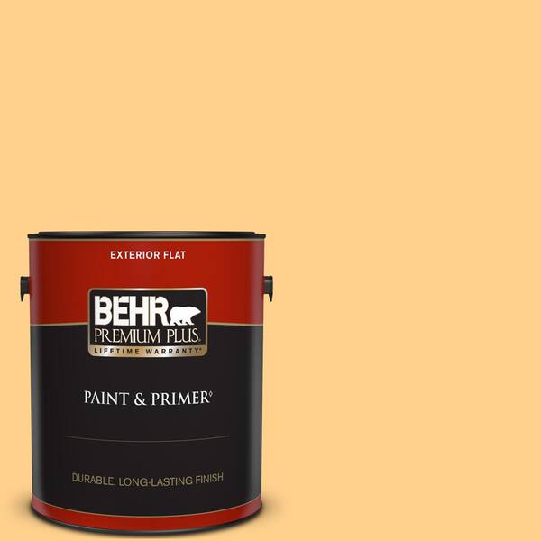 BEHR PREMIUM PLUS 1 gal. #300B-4 Sunporch Flat Exterior Paint & Primer