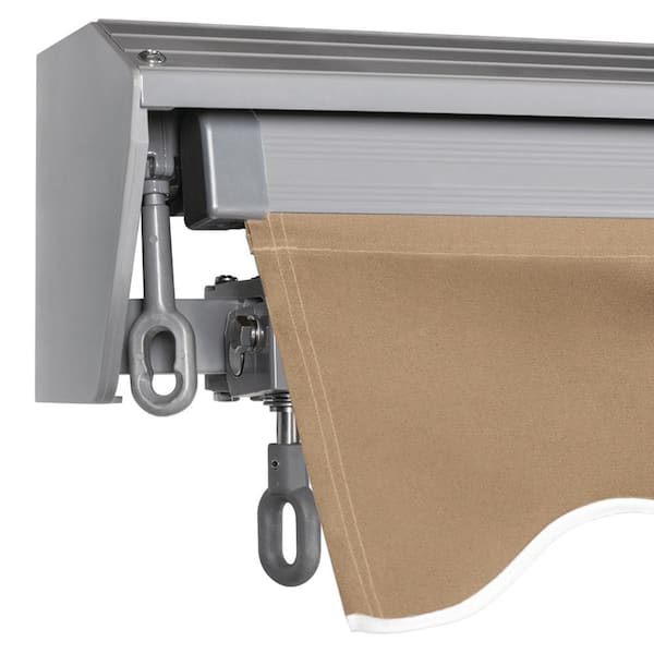 Advaning - 8 ft. Classic Series Semi-Cassette Manual Retractable Patio Awning, Canvas Umber (7 ft. Projection)