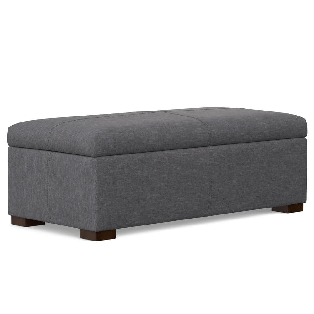 Gabbie Slate Grey Polyester Linen Storage Ottoman