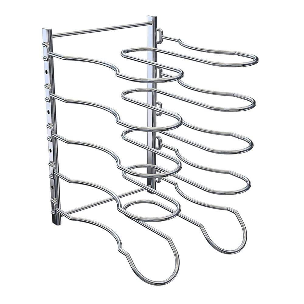 Pan Rack and Pot Lid Rack with 5 Adjustable Dividers for Drawer Organizer and Kitchen Cabinet Pantry, Chrome (1-Pack) price history on PriceWatchPro