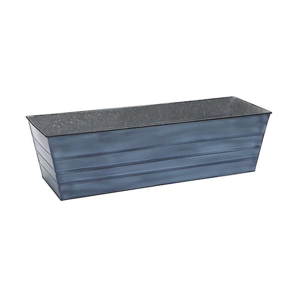 35 in. W x 11 in. D Blue Metal Wall Planter Window Flowerbox Planter
