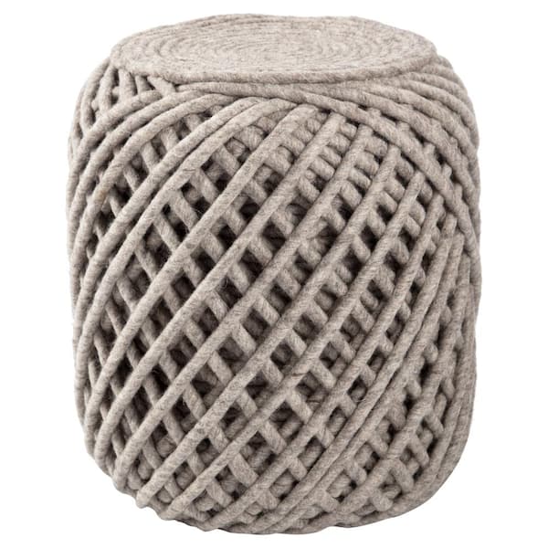 Bartram Textured Gray Cylinder Pouf