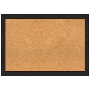 Furniture Espresso 39.50 in. x 27.50 in. Narrow Framed Corkboard Memo Board