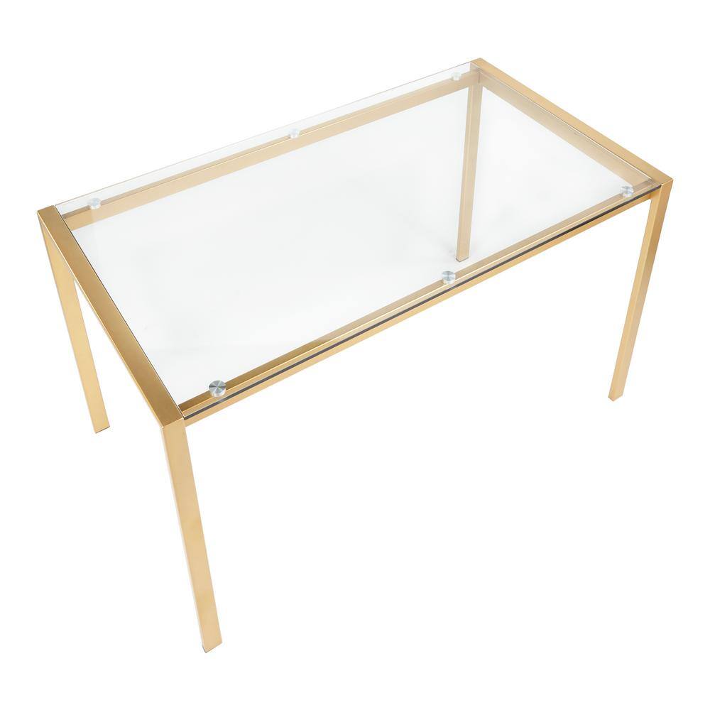 Elegant Fuji 50'' Gold Metal & Clear Glass Contemporary Dining Table