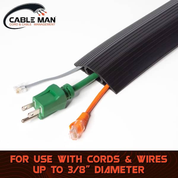 Cable Man 6000-5C 5 ft. Residential Grade 3-Channel Black Wire, Cord, and Cable Protector