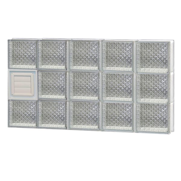 Clearly Secure 38.75 in. x 23.25 in. x 3.125 in. Frameless Diamond Pattern Glass Block Window with Dryer Vent