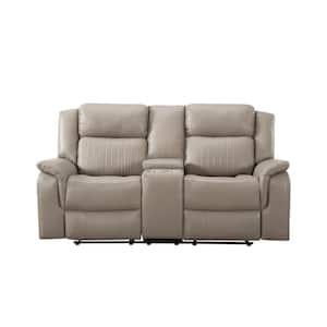 Gray Polyester Fabric 3-Seats Manual Recliners Sofa Chair Adjustable with Thick Seat and Backrest