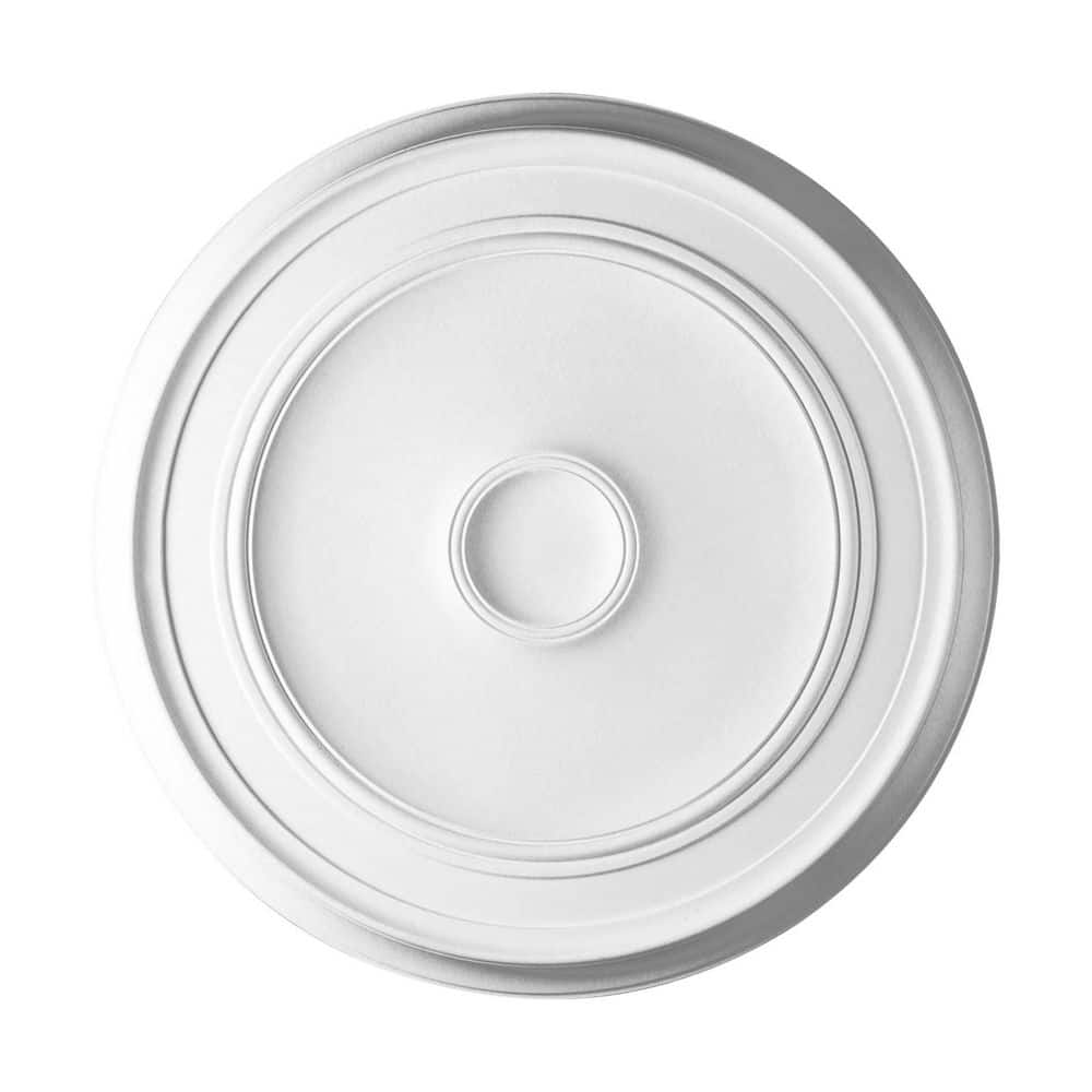 Primed White Polyurethane Ceiling Medallion with Concentric Circles