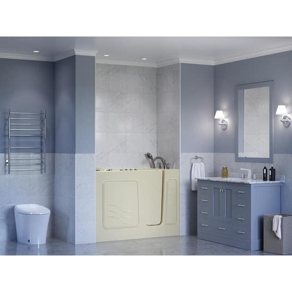 Universal Collection 26 in. L x 53 in. W Right Side Drain Combination Jetted Bathtub in Biscuit with Powered Fast Drain