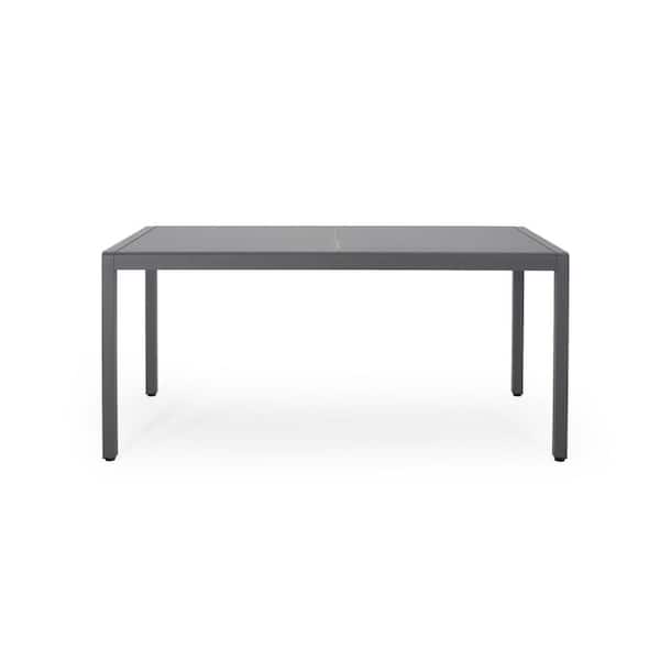 Noble House Cape Coral 30 in. Gun Metal Grey Rectangular Aluminum Outdoor Dining Table